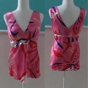Andrea Behar top - pink, red, blue; Size 8
